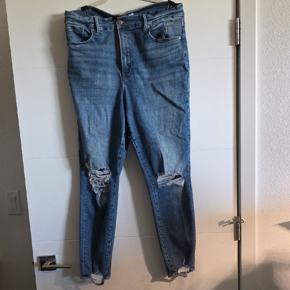 Good American Blue Distressed Skinny Jeans
